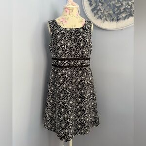 Talbots Black and White Embroidered Floral Mini Dress